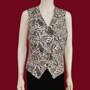 Vtg LUCIA 1990s Floral Button Down Vest